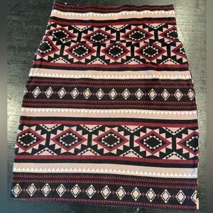 4/$15 Charlotte Russe Geometric Patterned Red, Black & Cream Pencil Skirt